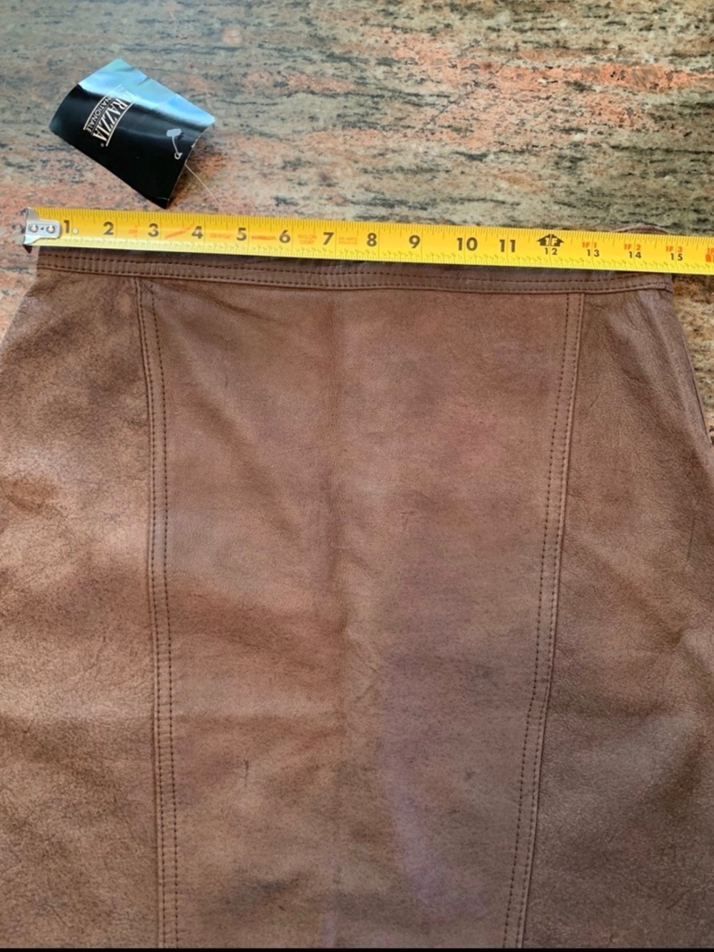 $250-Suede leather-Brown Pencil Skirt - Picture 6 of 12
